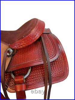 Comfortable Horse Trail Western Saddle Tooled Leather Used Tack Set 15 16 17 18