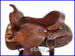 Comfortable Trail Saddle Western Horse Pleasure Tooled Leather Tack 15 16 17 18