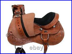 Comfortable Western Trail Saddle Used Pleasure Tooled Leather Tack 15 16 17 18