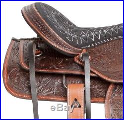 Comfy Deep Seat Western Horse Pleasure Trail Leather Saddle Tack Set 15 16
