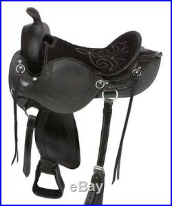 Comfy Endurance Saddle Black Leather Tooled Horse Tack Set 16 17 18 Western