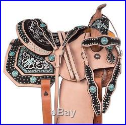 Comfy Show Western Pleasure Trail Horse Tooled Leather Saddle And Tack Set 16