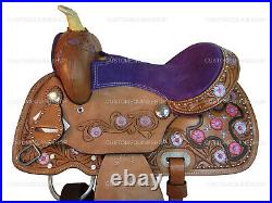 Comfy Trail Kids Saddle Western Pleasure Youth Purple Tooled Leather 10 12 13