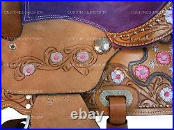 Comfy Trail Kids Saddle Western Pleasure Youth Purple Tooled Leather 10 12 13