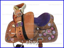 Comfy Trail Kids Saddle Western Pleasure Youth Purple Tooled Leather 10 12 13