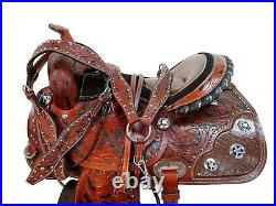 Comfy Trail Pleasure Saddle 17 16 15 Floral Tooled Brown Leather Hose Tack Set