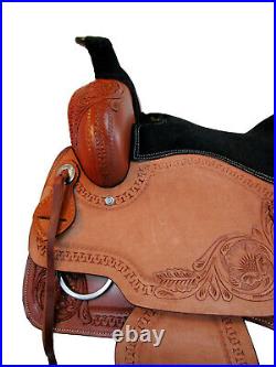 Comfy Trail Saddle Western Horse 15 16 17 18 Floral Tooled Leather Pleasure Tack