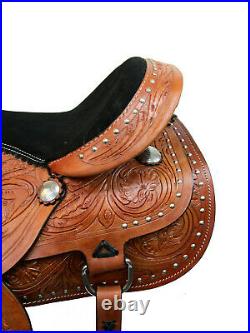 Comfy Trail Saddle Western Horse 15 16 17 18 Pleasure Floral Tooled Leather Tack