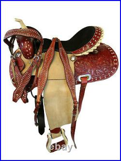 Comfy Trail Saddle Western Horse Pleasure Floral Tooled Leather Horse Tack 15 16