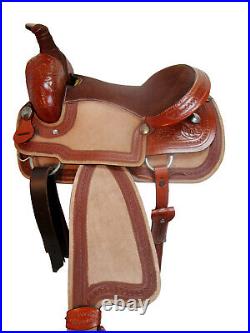 Comfy Trail Saddle Western Horse Pleasure Floral Tooled Leather Tack Set 16 17