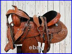Comfy Trail Saddle Western Horse Pleasure Floral Tooled Tack Set 15 16 17 18