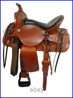 Comfy Trail Saddle Western Horse Pleasure Tooled Leather Horse Tack 18 17 16 15