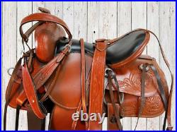 Comfy Trail Saddle Western Horse Pleasure Tooled Leather Horse Tack 18 17 16 15