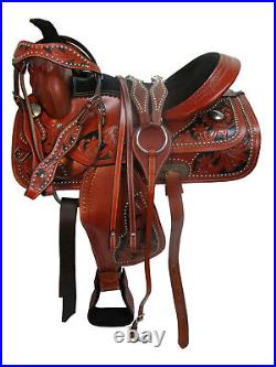 Comfy Trail Western Horse Saddle Pleasure Used Tooled Leather Tack Set 15 16 17