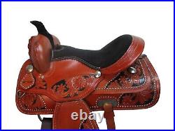 Comfy Trail Western Horse Saddle Pleasure Used Tooled Leather Tack Set 15 16 17