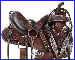 Comfy Trail Western Pleasure Horse Saddle 15 16 17 18 Tooled Leather Tack Set