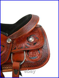 Comfy Trail Western Pleasure Horse Saddle 15 16 Floral Tooled Leather Tack Set