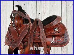 Comfy Trail Western Pleasure Horse Saddle 15 16 Floral Tooled Leather Tack Set