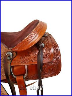 Comfy Trail Western Saddle 15 16 17 Pleasure Horse Floral Tooled Leather Tack