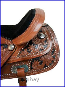 Comfy Trail Western Saddle 18 16 17 15 Pleasure Tooled Leather Horse Tack Set