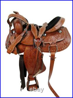 Comfy Trail Western Saddle 18 17 16 15 Pleasure Horse Floral Tooled Leather Tack