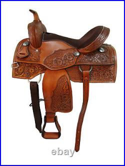 Comfy Trail Western Saddle Horse Pleasure Tooled Leather Tack Set 15 16 17 18