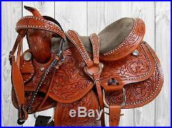 Comfy Trail Western Saddle Horse Tack Show Pleasure Floral Tooled Leather 15 16