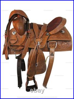 Comfy Trail Western Saddle Pleasure Floral Tooled Leather Horse Tack 15 16 17 18