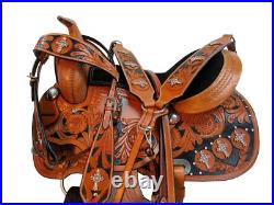 Comfy Trail Western Saddle Show Pleasure Tooled Leather Horse Tack Set 15 16 17