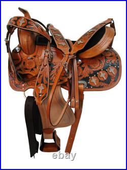 Comfy Trail Western Saddle Show Pleasure Tooled Leather Horse Tack Set 15 16 17
