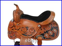 Comfy Trail Western Saddle Show Pleasure Tooled Leather Horse Tack Set 15 16 17