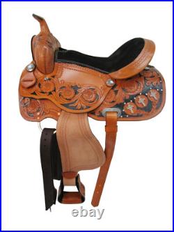 Comfy Trail Western Saddle Show Pleasure Tooled Leather Horse Tack Set 15 16 17