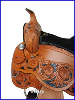 Comfy Trail Western Saddle Show Pleasure Tooled Leather Horse Tack Set 15 16 17