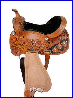 Comfy Trail Western Saddle Show Pleasure Tooled Leather Horse Tack Set 15 16 17