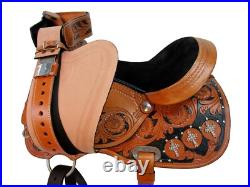 Comfy Trail Western Saddle Show Pleasure Tooled Leather Horse Tack Set 15 16 17