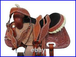 Comfy Western Trail Saddle 15 16 17 Cross Tooled Leather Horse Show Tack Set