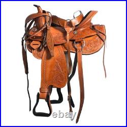 Comfytack Premium Western Leather Horse Saddle Hand-Tooled Floral Design