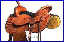 Comfytack Premium Western Leather Horse Saddle Hand-Tooled Floral Design