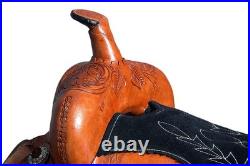 Comfytack Premium Western Leather Horse Saddle Hand-Tooled Floral Design