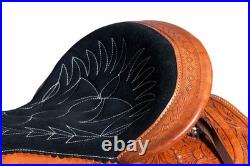 Comfytack Premium Western Leather Horse Saddle Hand-Tooled Floral Design