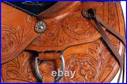 Comfytack Premium Western Leather Horse Saddle Hand-Tooled Floral Design