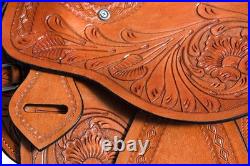 Comfytack Premium Western Leather Horse Saddle Hand-Tooled Floral Design