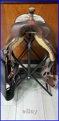 Corriente Barrel Racing Saddle 14.5 Tiger Western Leather Tooled Horse Tack