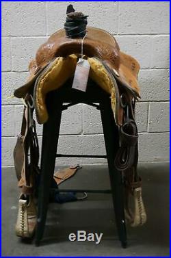 Corriente Saddle co, 15in Trophy Roping Saddle with heavy Tooling