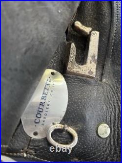 Courbette Horse Saddle. Large Size (measured) Black Leather. Good Condition