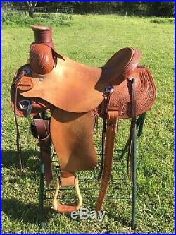 Courts Colt starting Ranch roping saddle