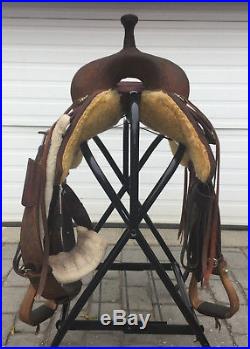 Cow Horse Gear Custom Partial Floral Tool Cutting Saddle 17 Seat Wide Tree