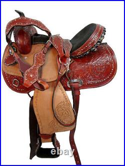 Cowboy Barrel Saddle Western Horse Pleasure Tooled Leather Tack Sey 15 16 17 18