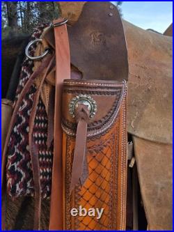 Cowboy Mounted Shooting Rifle Or Shot Gun Leather Saddle SCABBARD. Made In USA