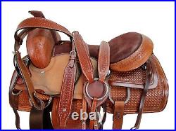 Cowboy Roping Western Saddle 15 16 17 Roper Ranch Tooled Leather Horse Tack Set